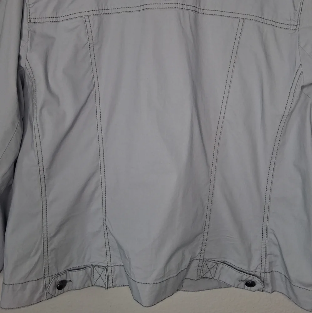 Lane Bryant Lightweight Jacket 3/4 Sleeve Gray Embroidered Plus Size 28